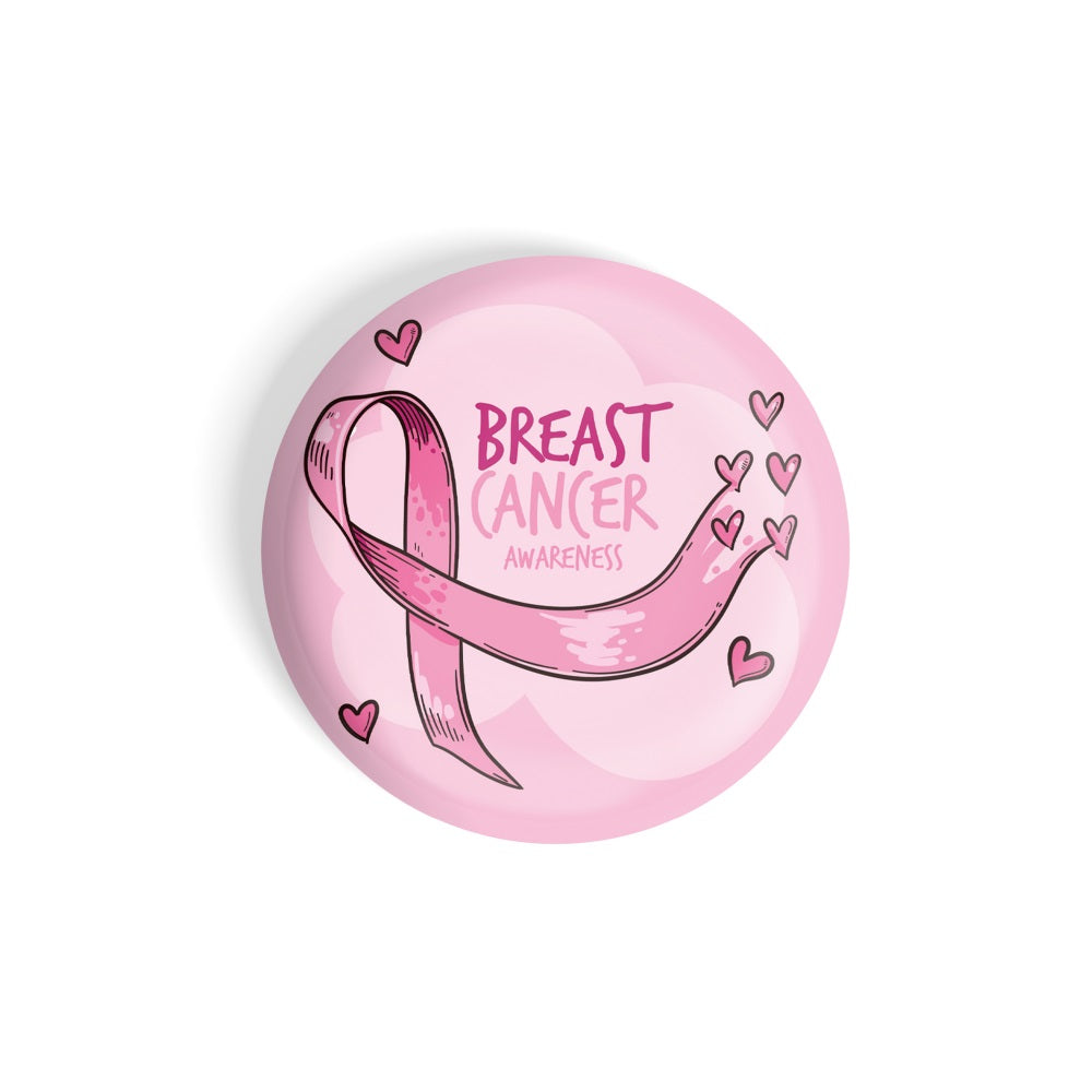 dhcrafts Round Fridge Magnet Pink Cancer Awareness Breast Cancer D1 Glossy Finish Design Pack of 1 (58 mm)
